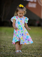 Rylee Faith Designs Rainbow Easter Egg Bow Girls Dress - 