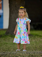 Rylee Faith Designs Rainbow Easter Egg Bow Girls Dress - 