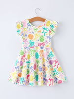 Rylee Faith Designs Rainbow Egg Bow Girls Dress - 