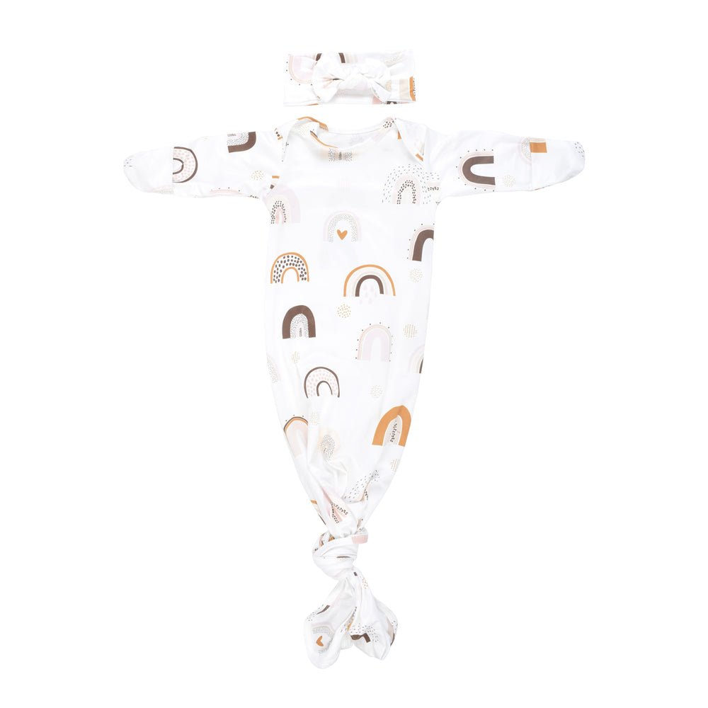 Three Little Tots Rainbow Newborn Knotted Baby Gown - 