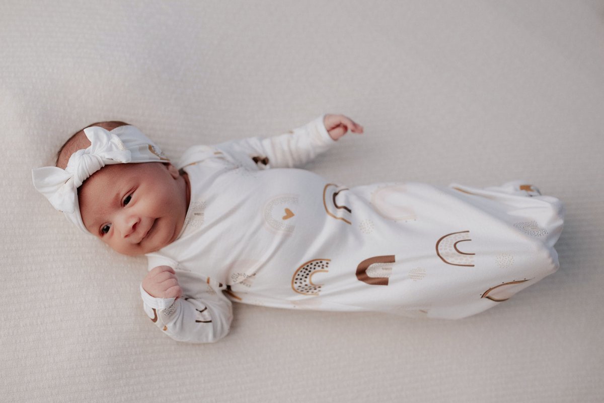 Three Little Tots Rainbow Newborn Knotted Baby Gown - 