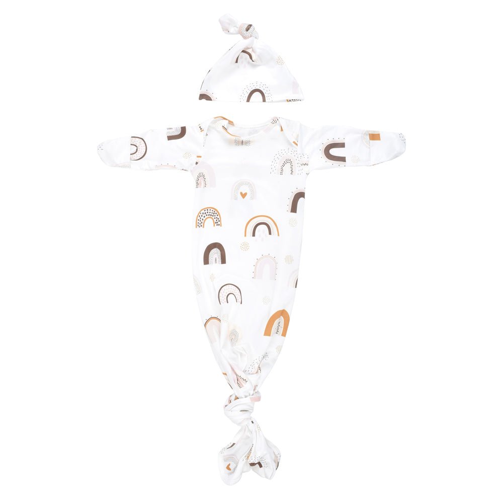 Three Little Tots Rainbow Newborn Knotted Baby Gown - 