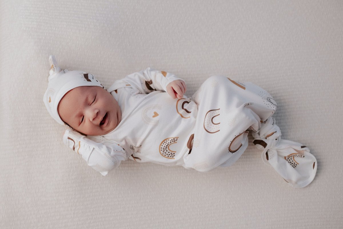 Three Little Tots Rainbow Newborn Knotted Baby Gown - 