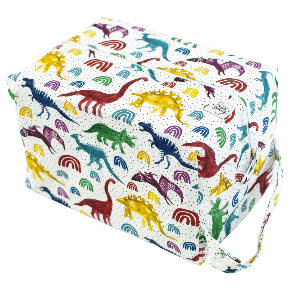 Texas Tushies Rainbow Roar Diaper Pod with PUL Layers and Snap Handle for Busy Parents - 