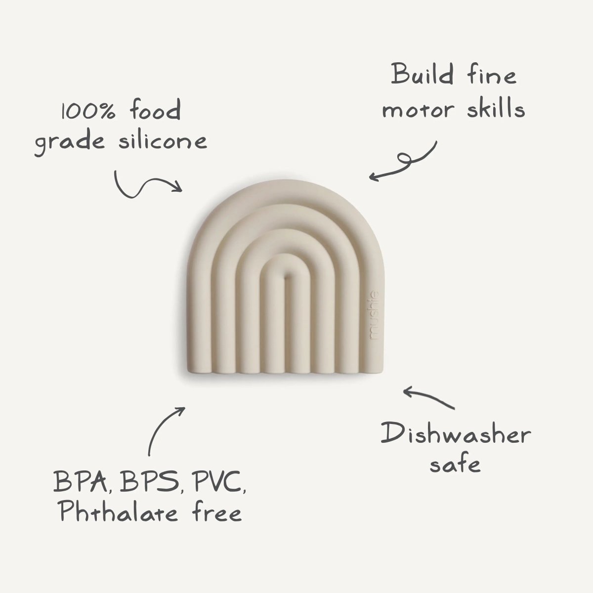 Mushie Rainbow Silicone Teether for Babies Non - Toxic Food - Grade Safe Gummy Toy - 