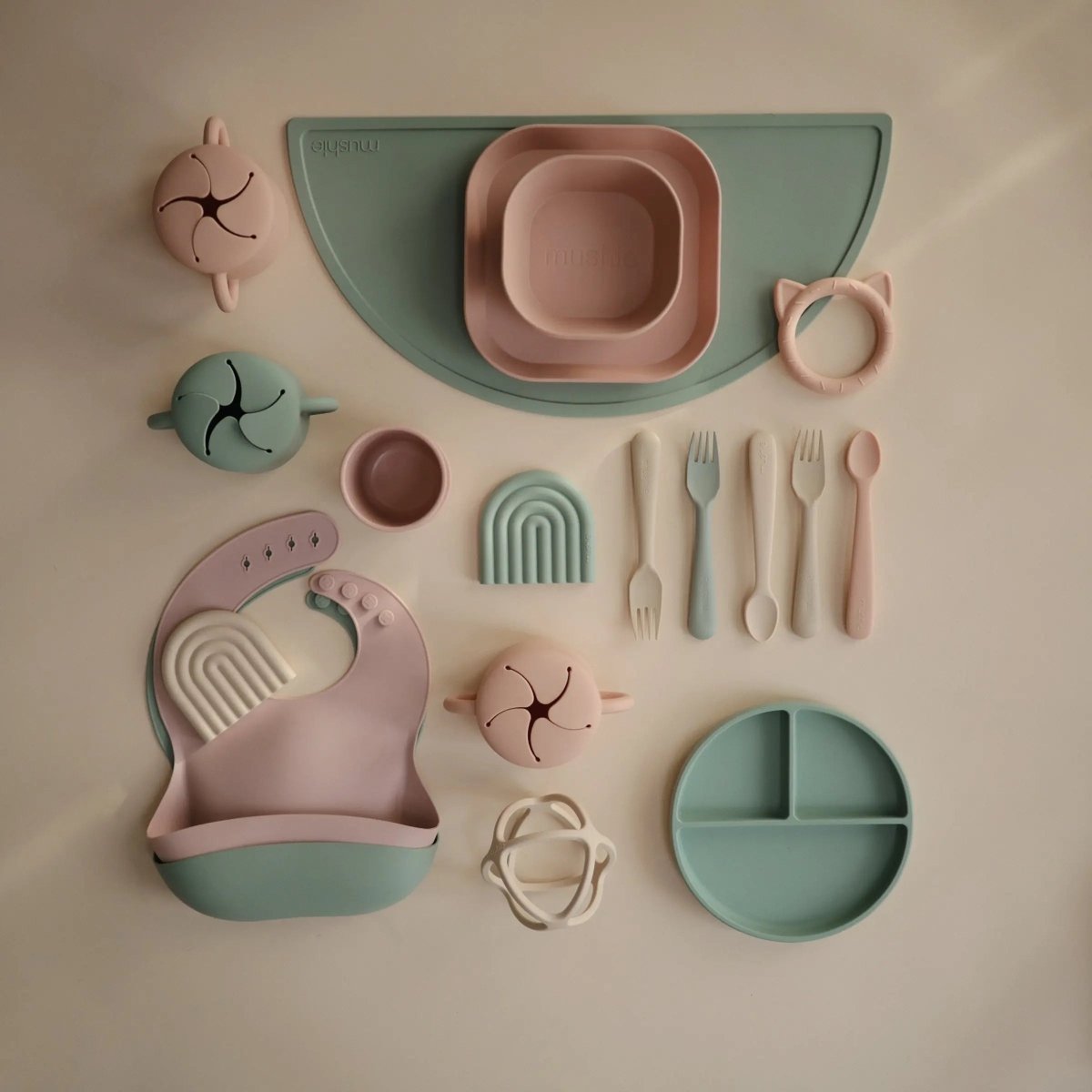 Mushie Rainbow Silicone Teether for Babies Non - Toxic Food - Grade Safe Gummy Toy - 