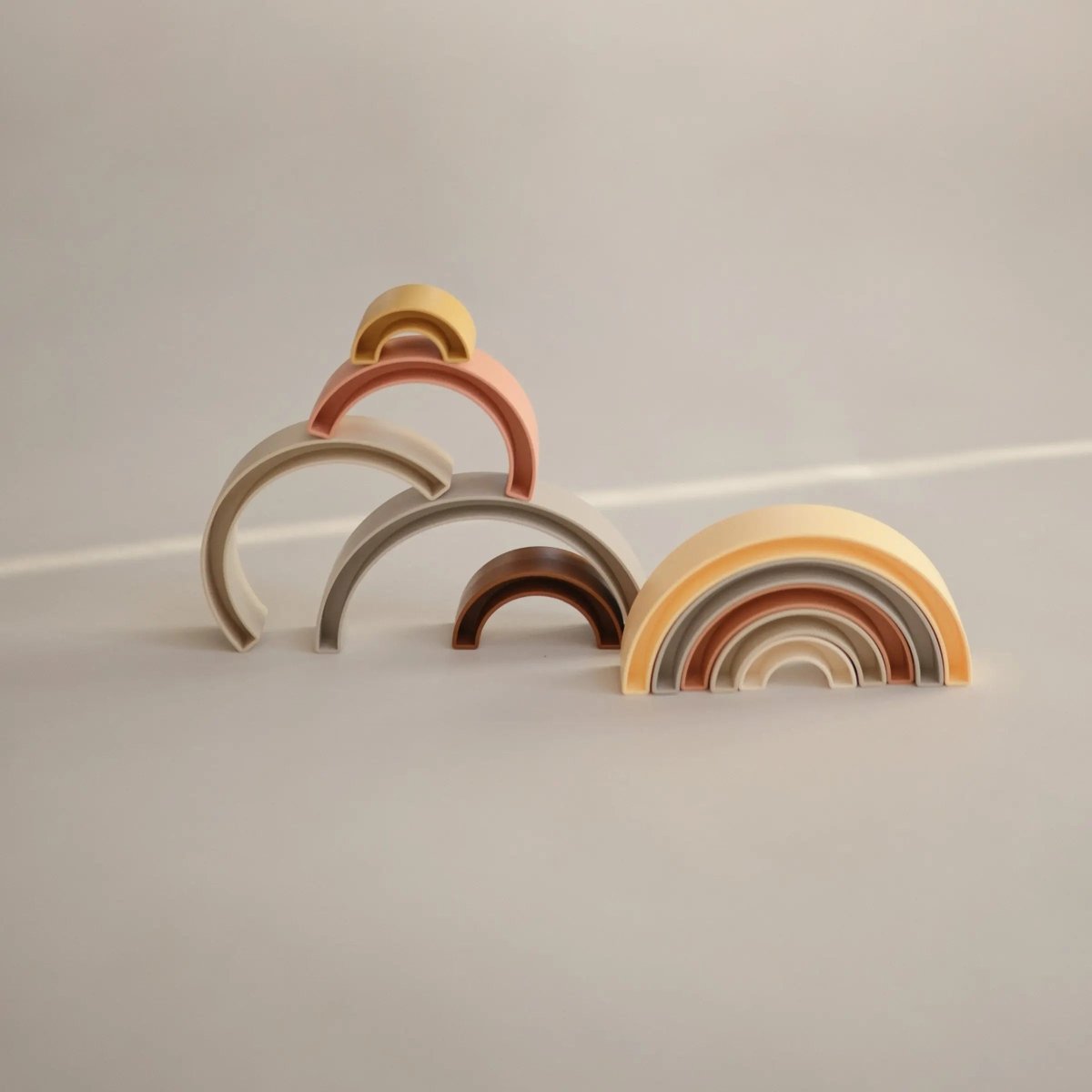 Mushie Rainbow Stacker Toy from Danish Hygge Collection for Learning and Play - Everetts Place Boutique - 