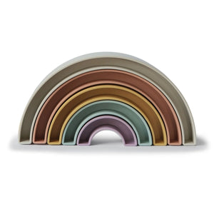 Rainbow stacker toy with nesting arches in soft pastel colors