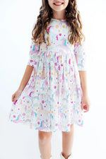 Mila & Rose ® Rainbow Vibes 3/4 Sleeve Pocket Twirl Dress - 
