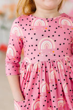 Mila & Rose ® Rainbow Wishes 3/4 Sleeve Pocket Twirl Dress - 