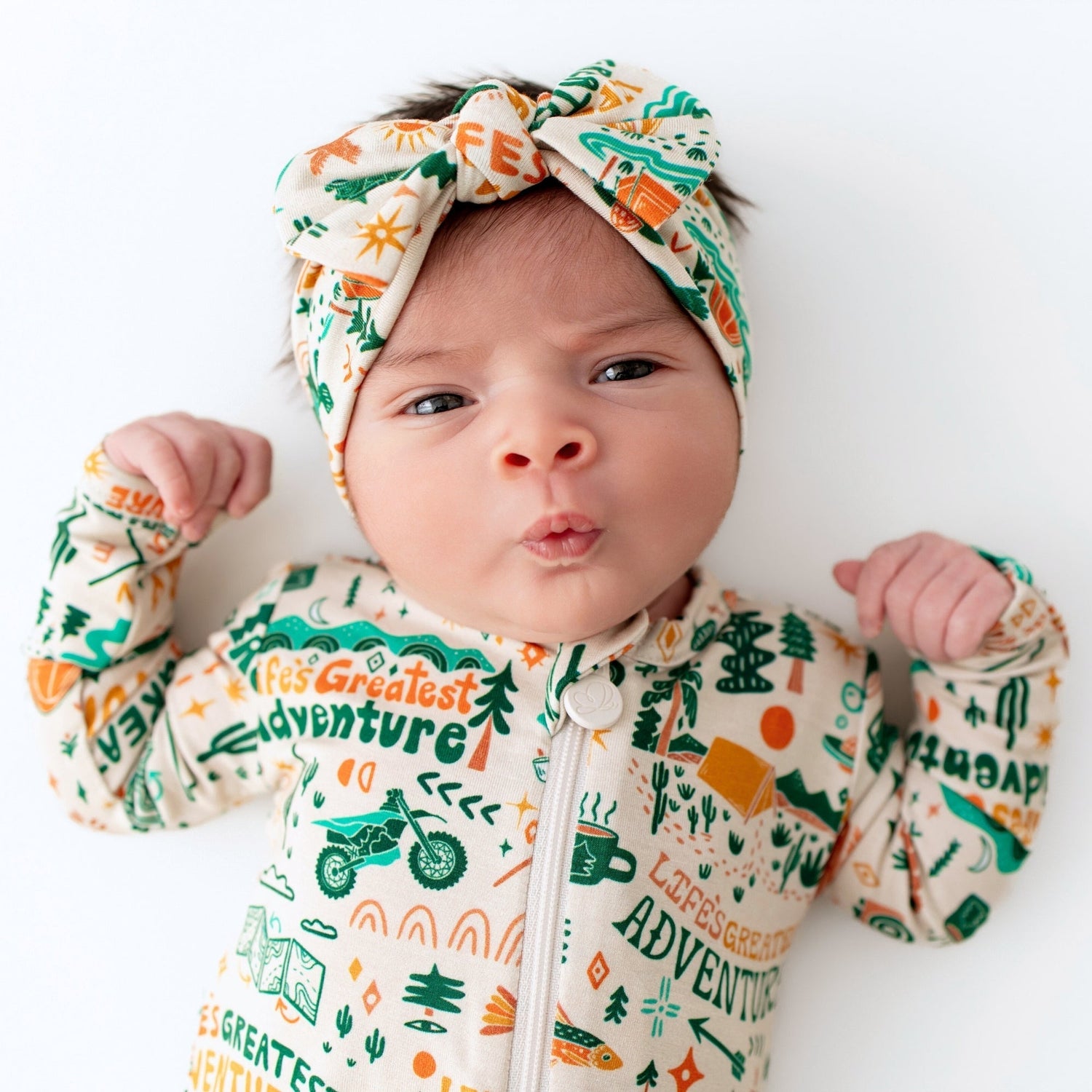 Raising Mama Raising Mama Bamboo Headwrap Bow with Hand Drawn Prints for Baby Girls