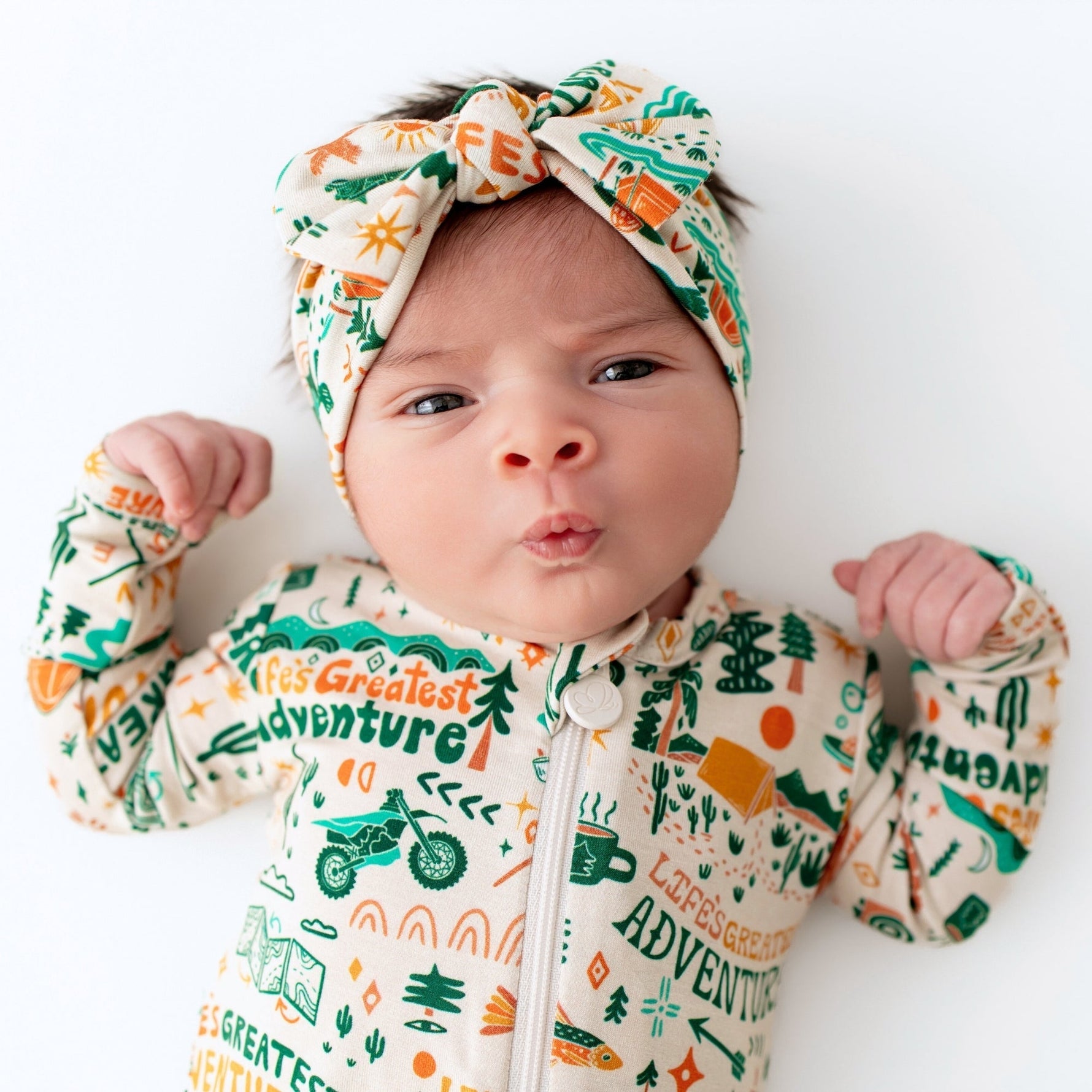Raising Mama Raising Mama Bamboo Headwrap Bow with Hand Drawn Prints for Baby Girls