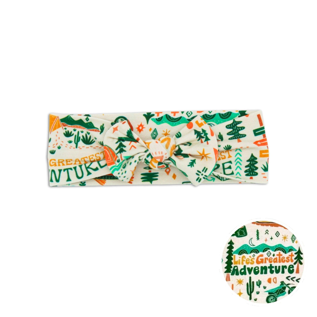 Raising Mama Raising Mama Bamboo Headwrap Bow with Hand Drawn Prints for Baby Girls