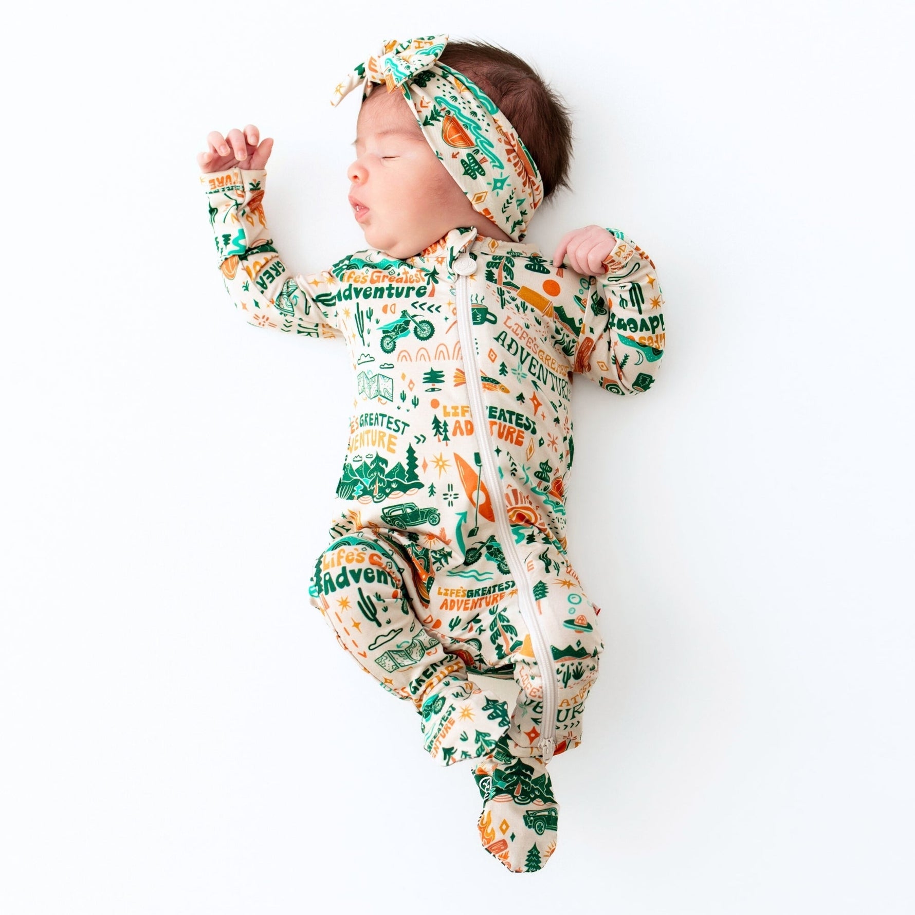 Raising Mama Raising Mama Bamboo Headwrap Bow with Hand Drawn Prints for Baby Girls
