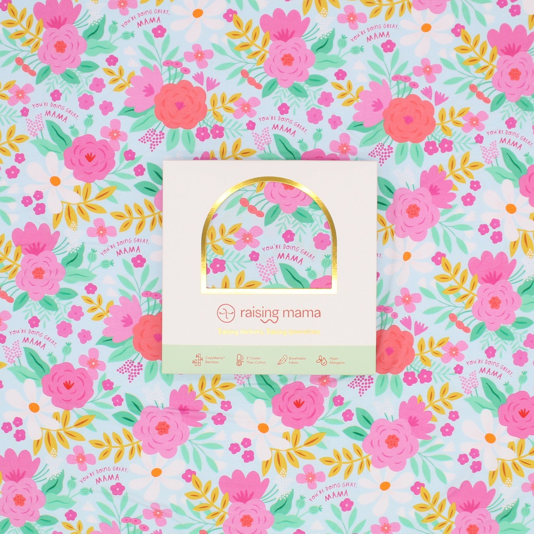 Raising Mama Raising Mama Swaddle Blanket Oversized 48x48 Bamboo Keepsake for Babies