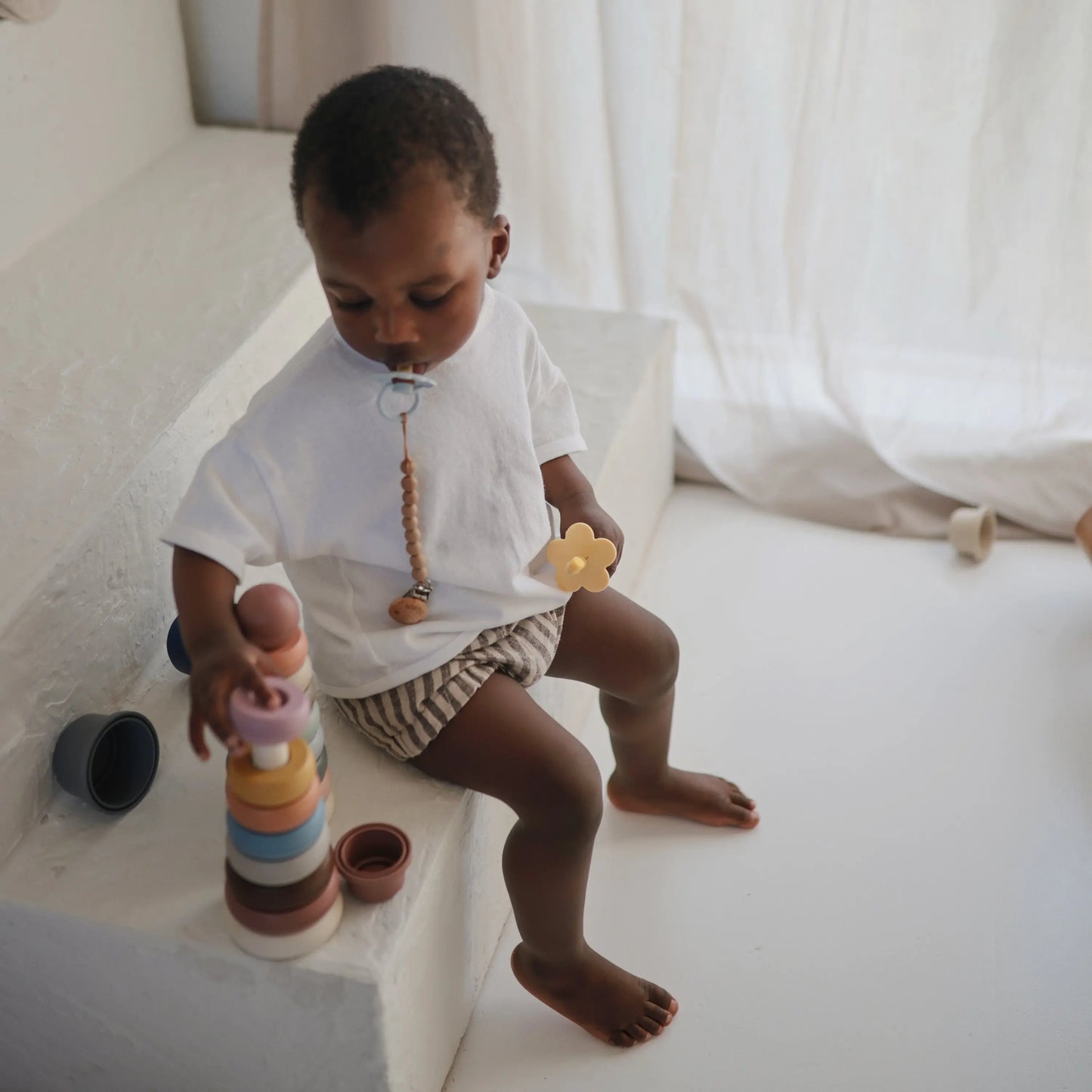 Stacking Rings Toy for Babies - Non-Toxic BPA Free Plastic Developmental Playset Mushie