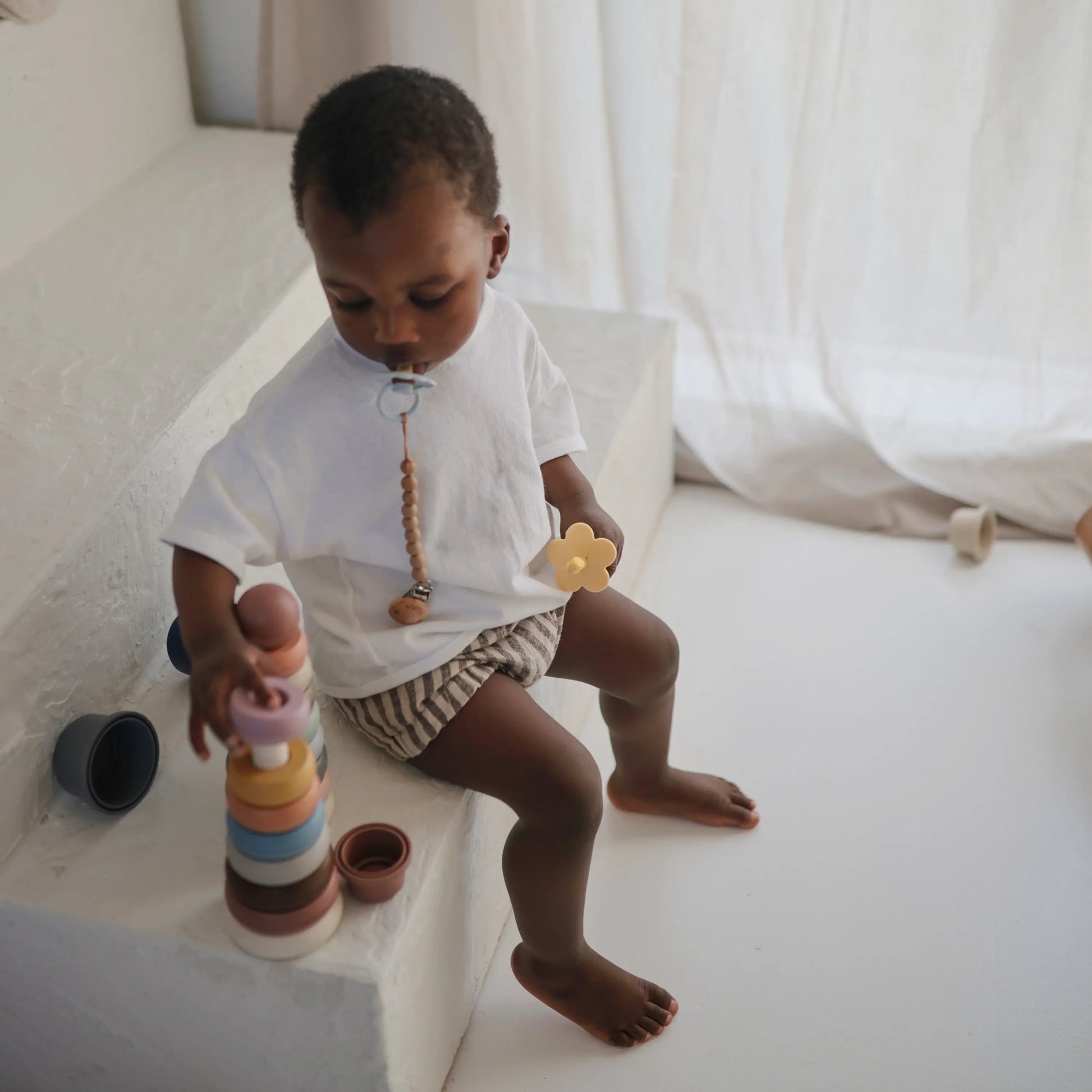 Stacking Rings Toy for Babies - Non-Toxic BPA Free Plastic Developmental Playset Mushie