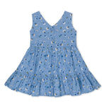 Bestaroo Rani Blue Floral Dress For Girls Easy Pull On Style With Back Buttons - 