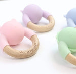Goosewaddle® | Newborn Baby Blankets Toys Teethers Bibs & More Rattle Teether Wooden + Silicone (4 Colors) - Baby & Toddler > Baby Health > Pacifiers & Teethers > Teethers Teether