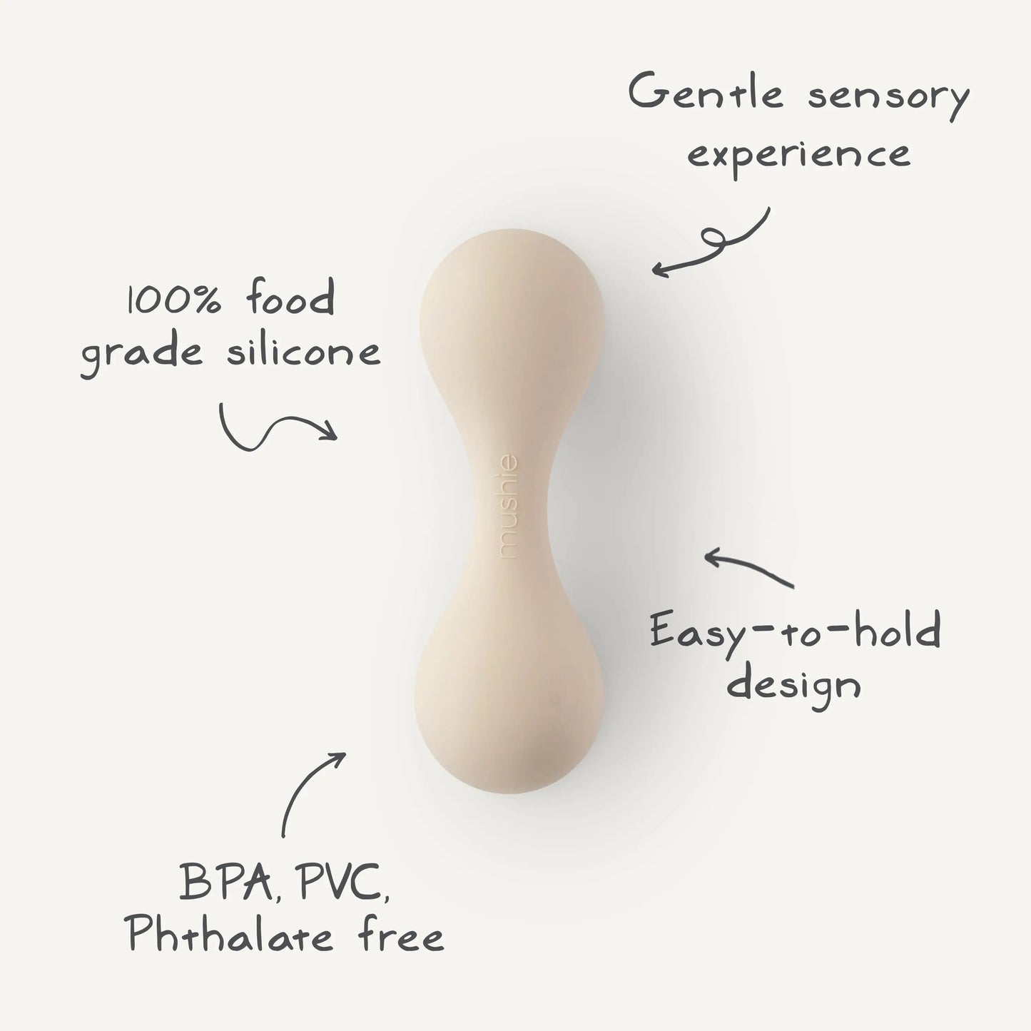 Silicone Baby Rattle Toy for Infants Gentle Sensory Experience Easy to Hold Design Mushie
