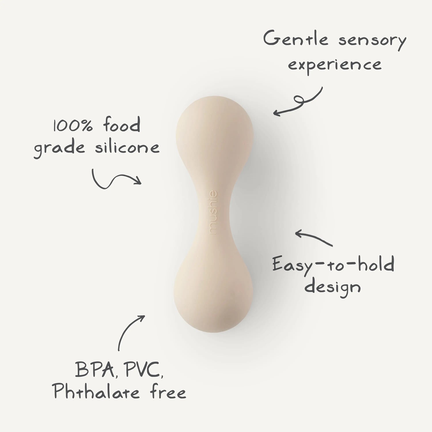 Mushie Silicone Baby Rattle Toy for Infants Gentle Sensory Experience Easy to Hold Design - Baby & Toddler > Baby Toys & Activity Equipment > Baby Activity Toys > Rattles toys