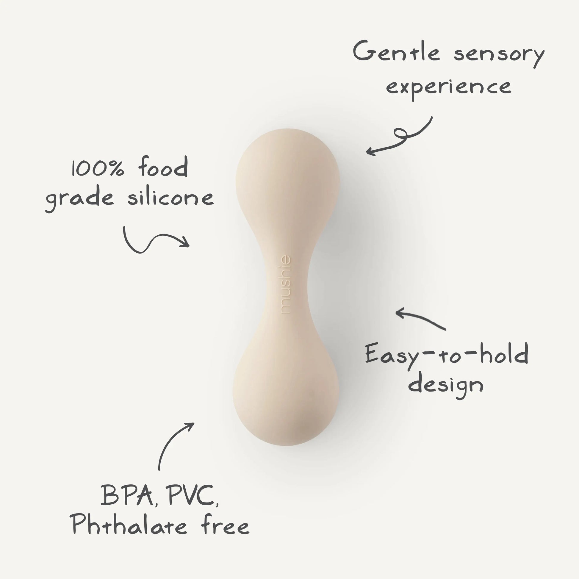 Silicone Baby Rattle Toy for Infants Gentle Sensory Experience Easy to Hold Design Mushie