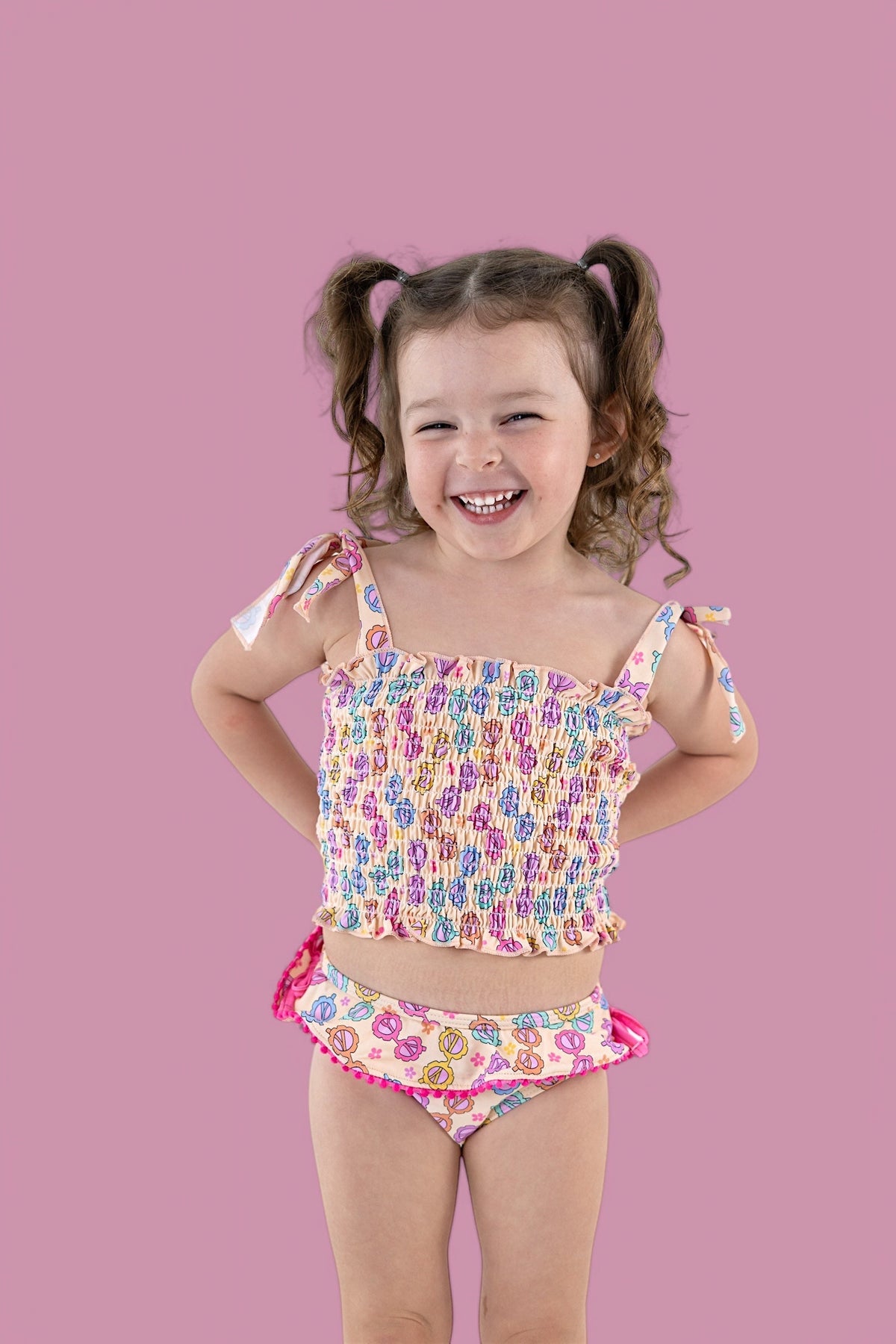 DREAM BIG LITTLE CO RAY OF SUNSHINE DREAM SMOCKED TANKINI TWO PIECE SWIM SUITEveretts Place