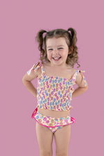 DREAM BIG LITTLE CO RAY OF SUNSHINE DREAM SMOCKED TANKINI TWO PIECE SWIM SUITEveretts Place