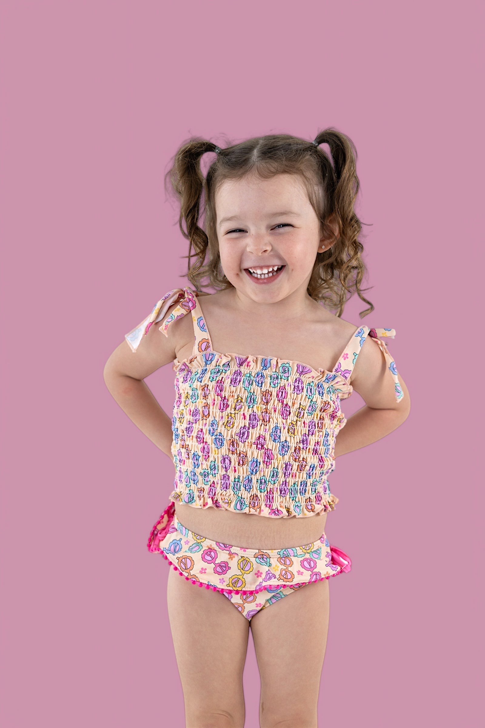 DREAM BIG LITTLE CO RAY OF SUNSHINE DREAM SMOCKED TANKINI TWO PIECE SWIM SUITEveretts Place