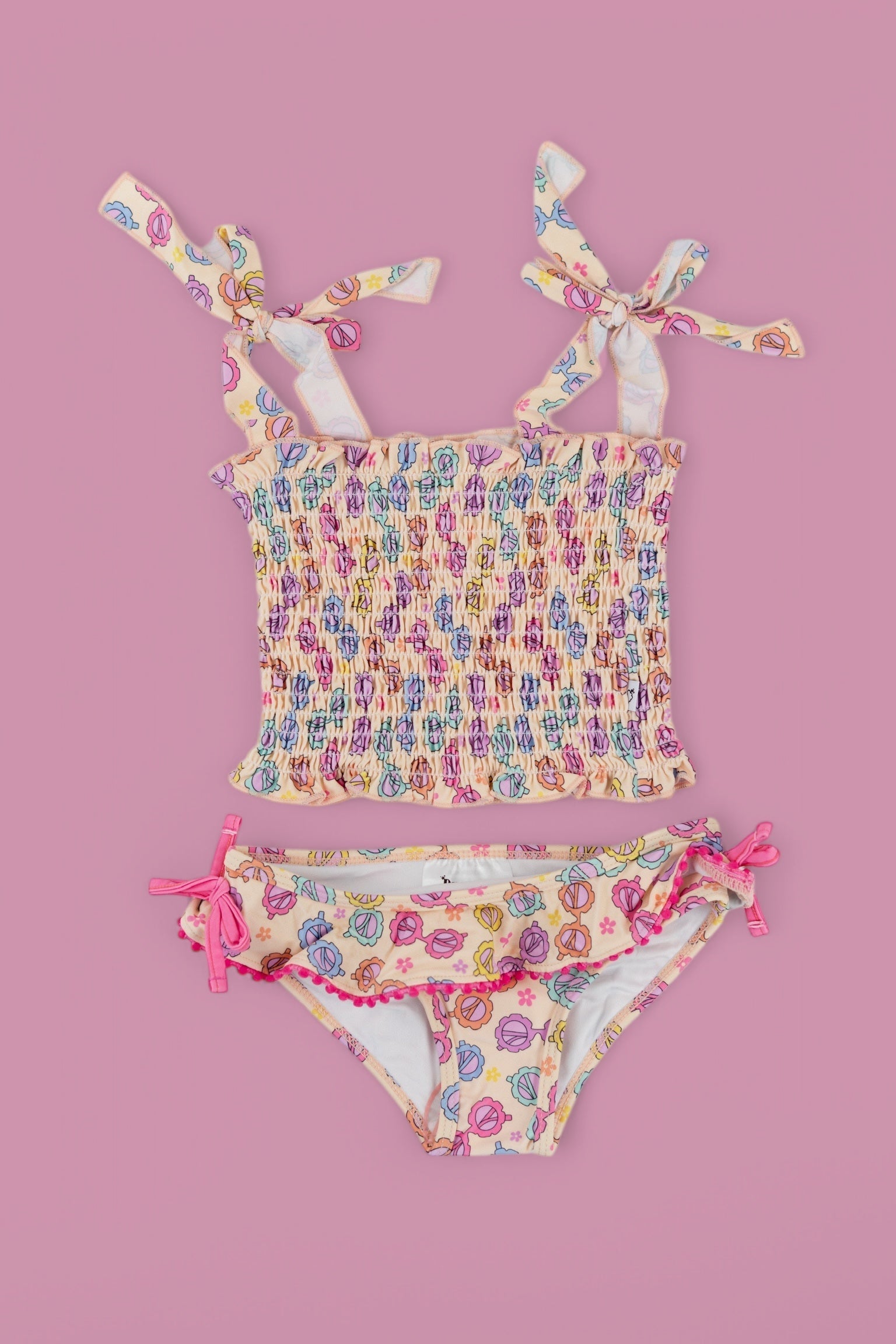 DREAM BIG LITTLE CO RAY OF SUNSHINE DREAM SMOCKED TANKINI TWO PIECE SWIM SUITEveretts Place