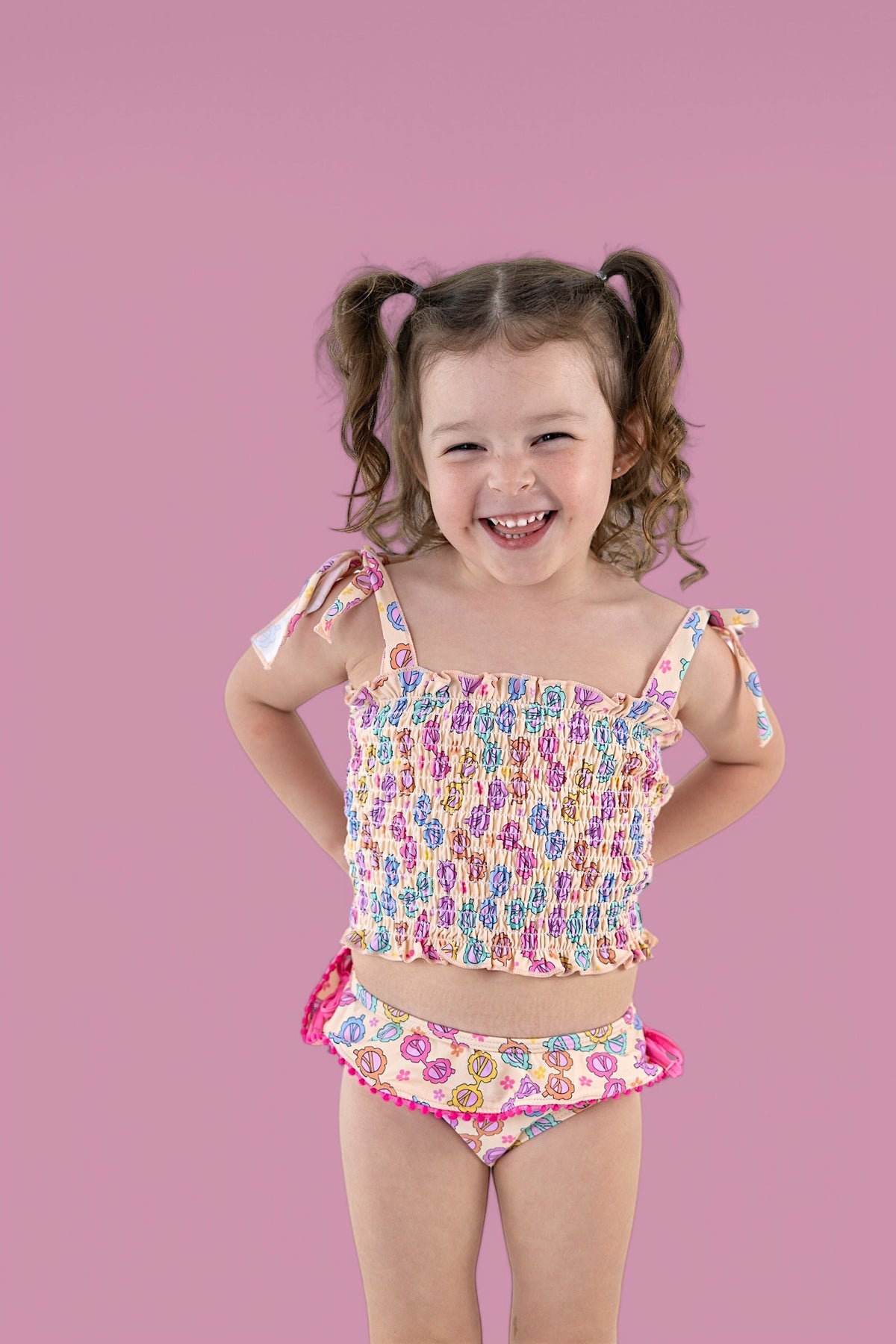 DREAM BIG LITTLE CO RAY OF SUNSHINE DREAM SMOCKED TANKINI TWO PIECE SWIM SUITEveretts Place