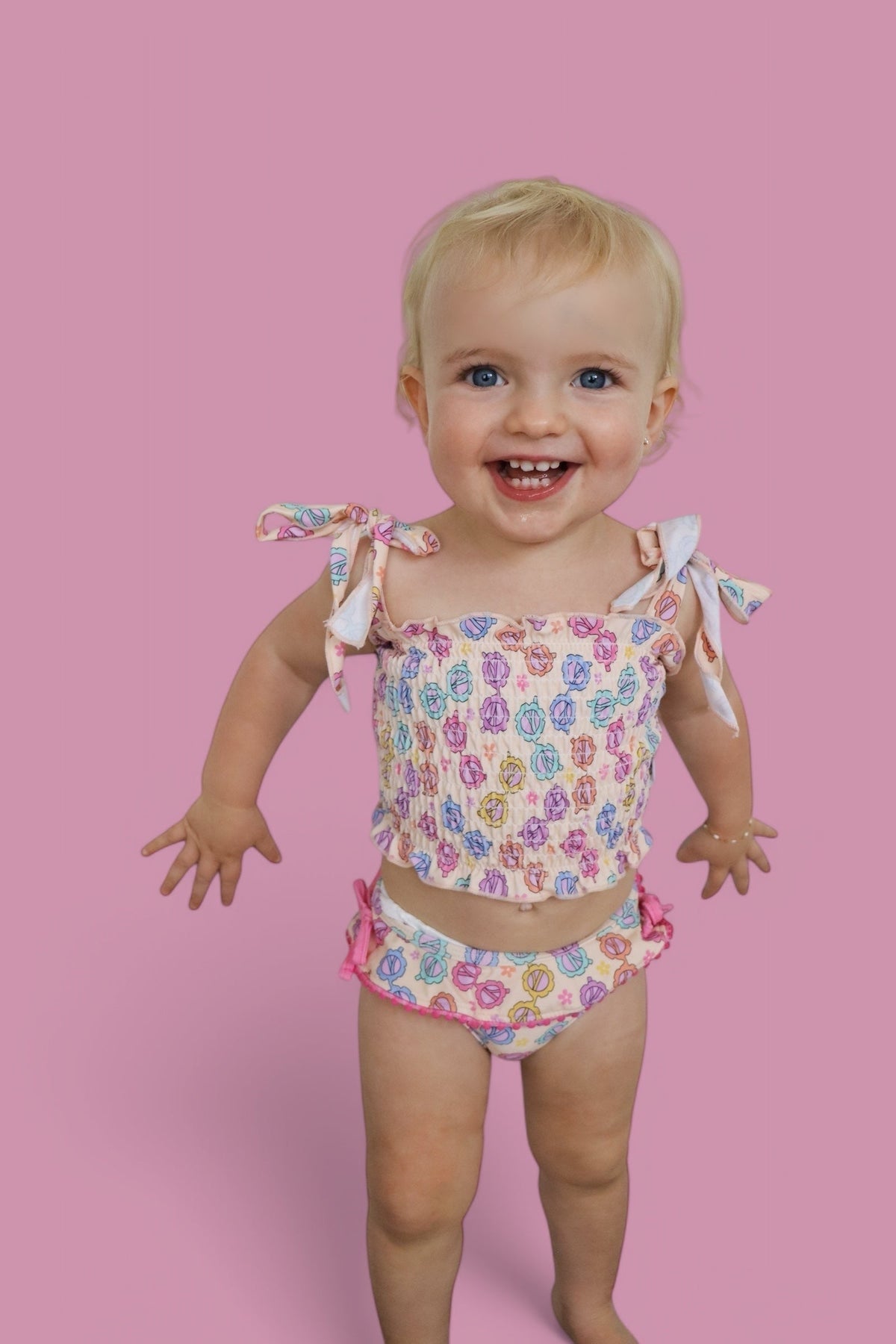 DREAM BIG LITTLE CO RAY OF SUNSHINE DREAM SMOCKED TANKINI TWO PIECE SWIM SUITEveretts Place