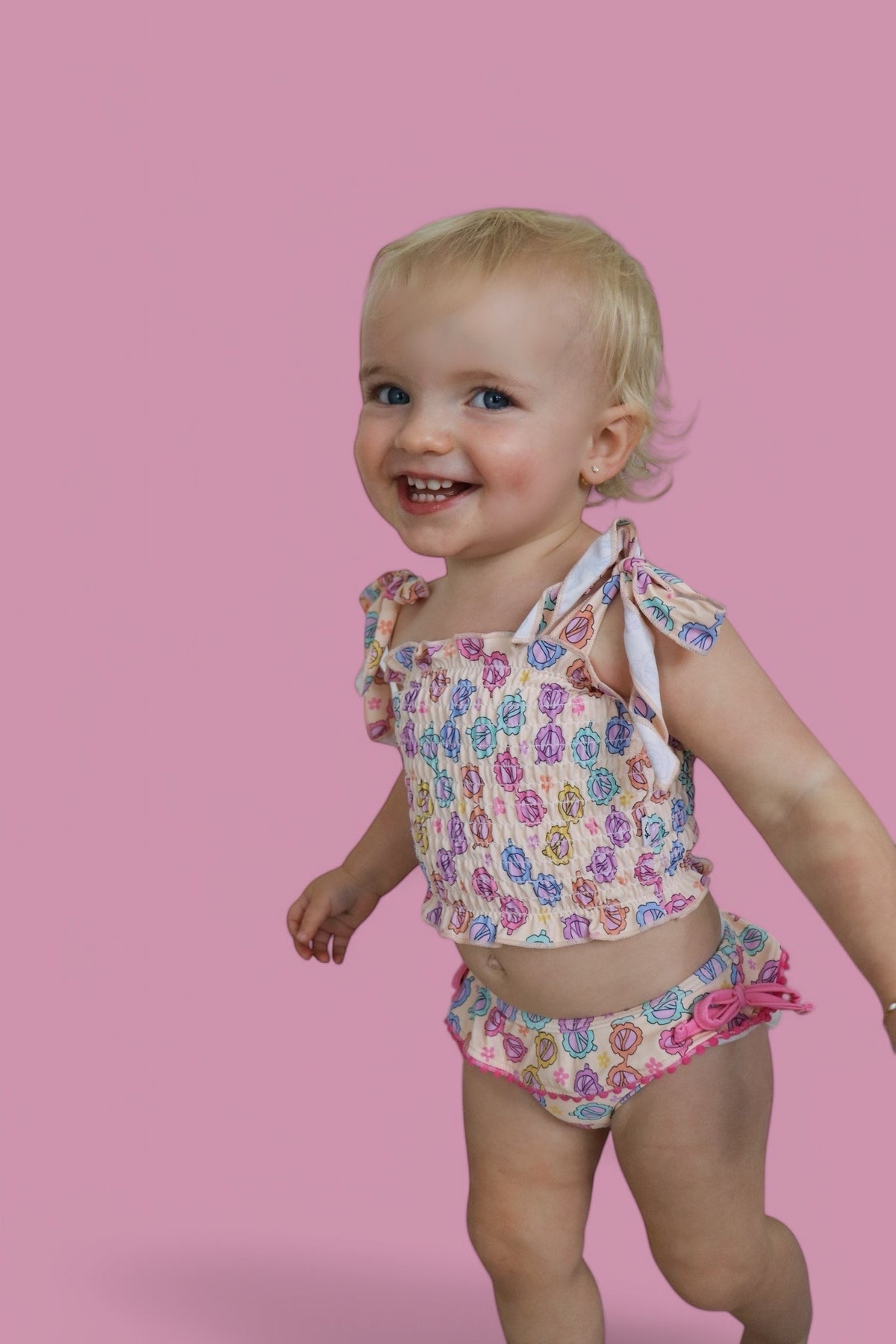 DREAM BIG LITTLE CO RAY OF SUNSHINE DREAM SMOCKED TANKINI TWO PIECE SWIM SUITEveretts Place