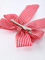 Rylee Faith Designs Red and white Plaid Girls Hairpin 4 Inches - 