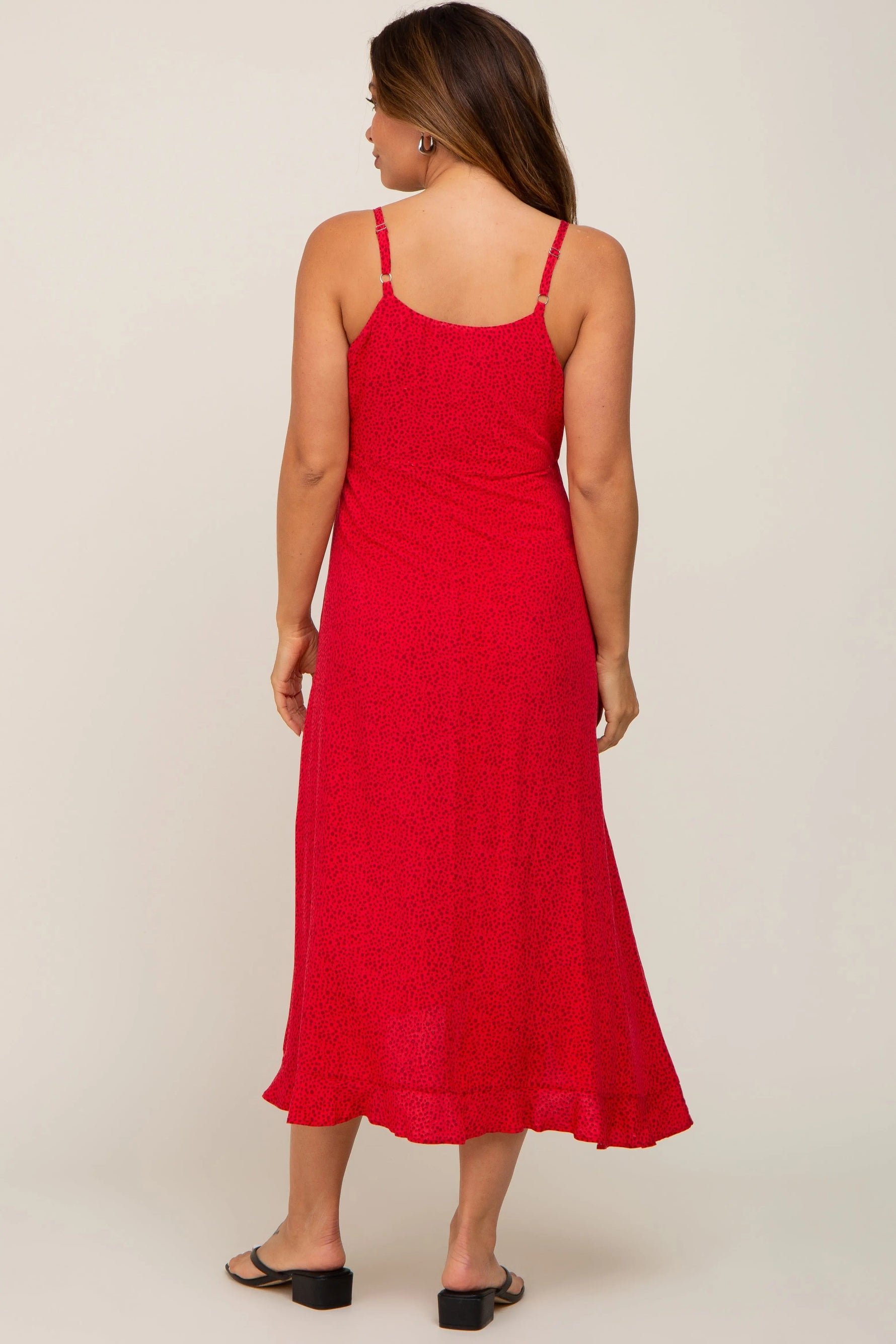 PinkBlush Red Animal Print Wrap Maternity Midi Dress - 