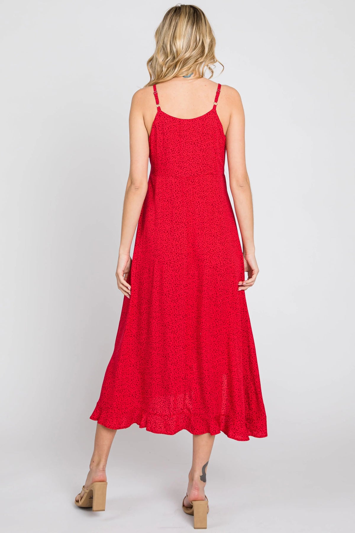 PinkBlush Red Animal Print Wrap Midi Dress - 