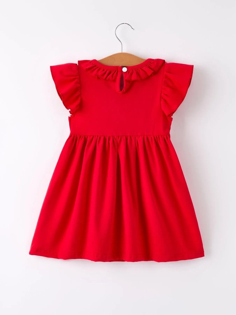 Rylee Faith Designs Red Cherry Bow Smocking Embroidery Girls Dress - Everetts Place Boutique - 