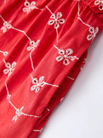 Rylee Faith Designs Red Color Girl Bow Strap Ruffle Dress - 