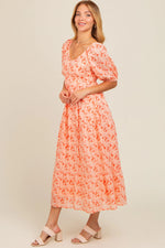 PinkBlush Red Floral V - Neck Tiered Midi Dress - 