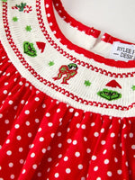 Rylee Faith Designs Red Holiday Baby Girls Dress With Festive Embroidery - Everetts Place Boutique - 