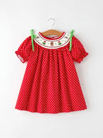 Rylee Faith Designs Red Holiday Baby Girls Dress With Festive Embroidery - Everetts Place Boutique - 