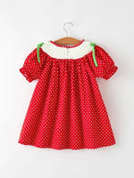 Rylee Faith Designs Red Holiday Baby Girls Dress With Festive Embroidery - Everetts Place Boutique - 