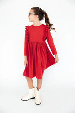 Mila & Rose ® Red Long Sleeve Ruffle Twirl Dress for Toddler Girls - 