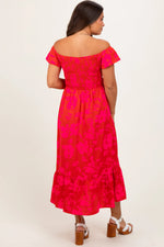 PinkBlush Red Multi Smocked Top Maternity Maxi Dress - 