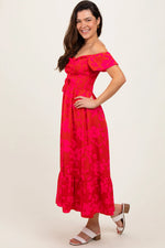 PinkBlush Red Multi Smocked Top Maxi Dress - 