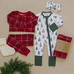 Mebie Baby Red Plaid Bamboo Cozy Set - 