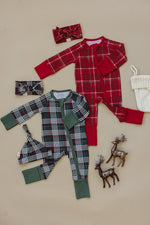 Mebie Baby Red Plaid Bamboo Zipper Baby Sleeper Up To 18 Months - 