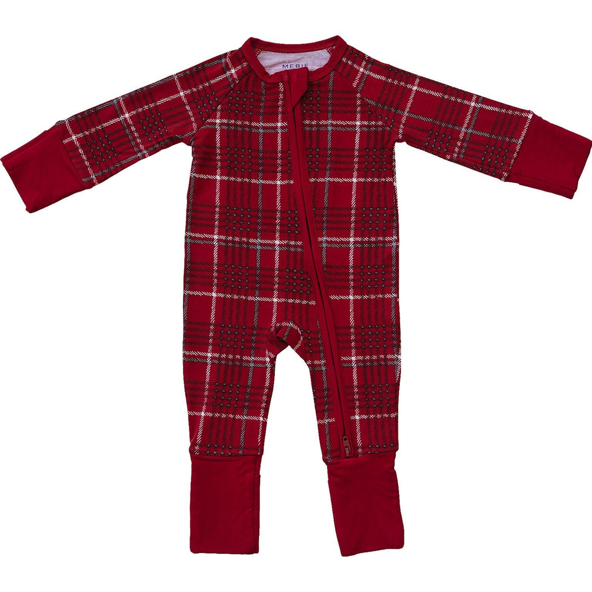 Mebie Baby Red Plaid Bamboo Zipper Baby Sleeper Up To 18 Months - 