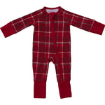 Mebie Baby Red Plaid Bamboo Zipper Baby Sleeper Up To 18 Months - 