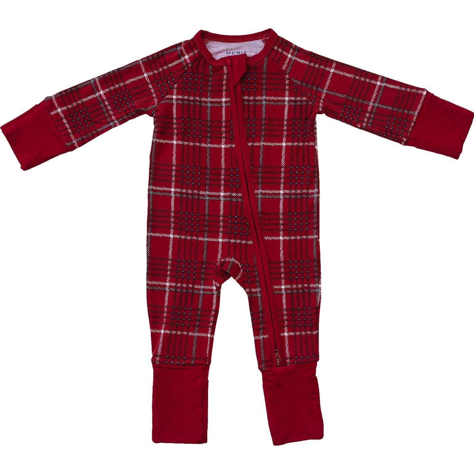 Mebie Baby Red Plaid Bamboo Zipper Baby Sleeper Up To 18 Months - 
